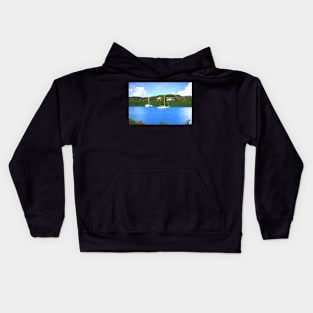 Sailing boats on a tropical island Kids Hoodie